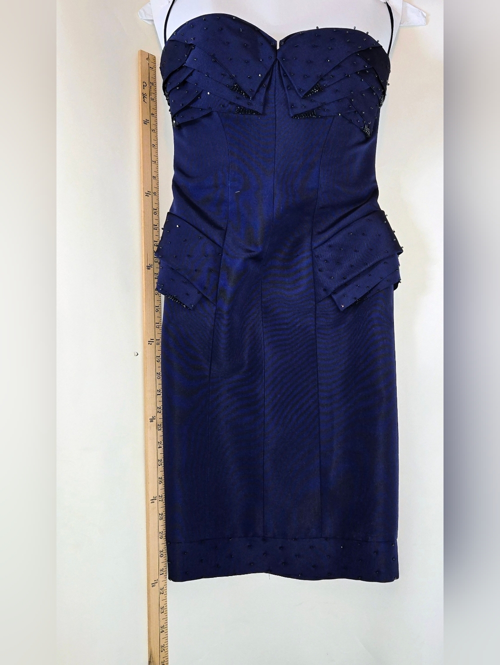 10O% Silk Olga Banartsev, Royal Blue strapless Corset  Cocktail dress size 4 - Picture 14 of 16